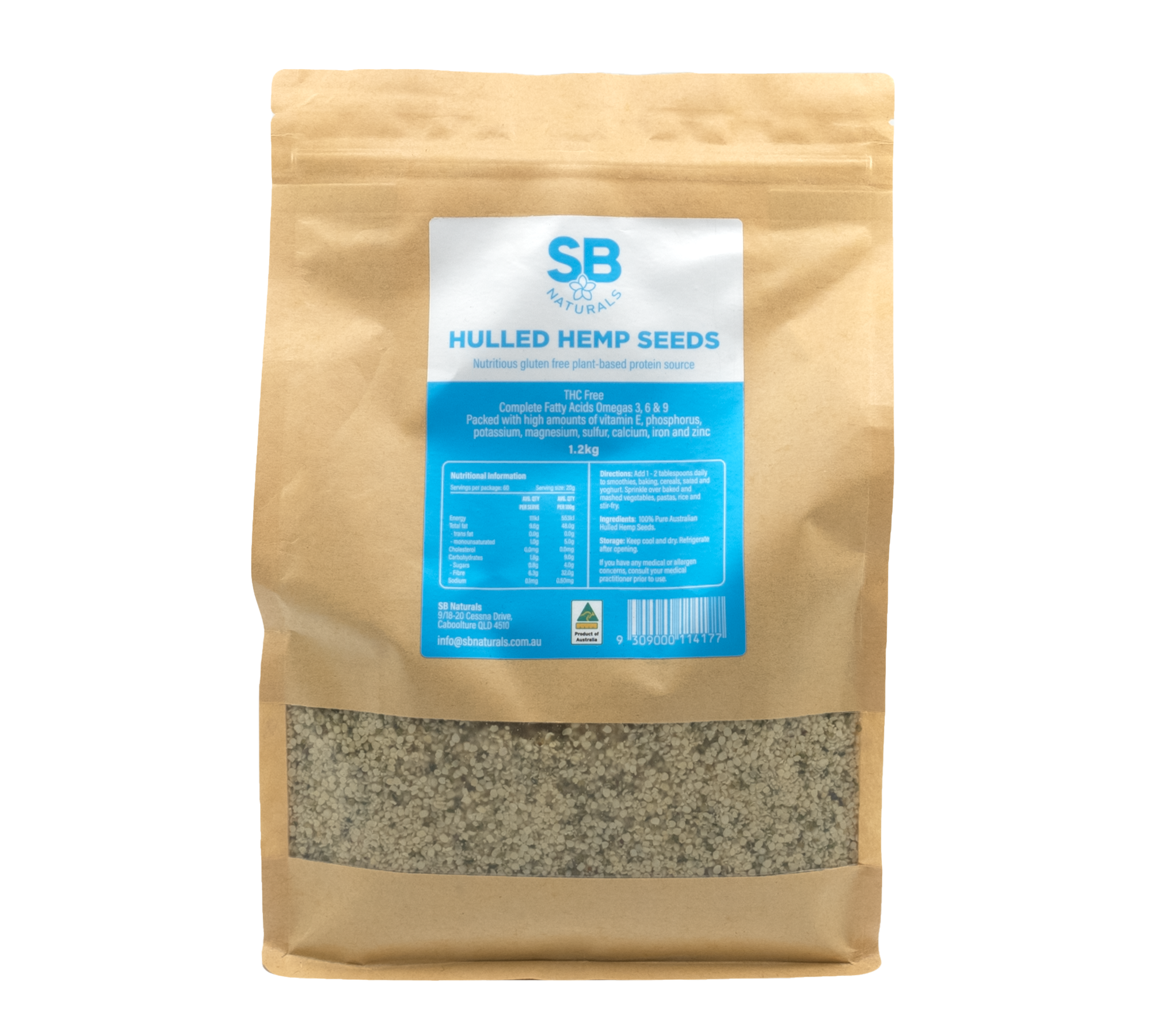 SB Naturals Hulled Hemp Seeds 1.2kg